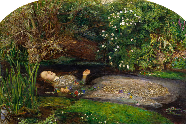 Reprodução do quadro 'Ofélia', de John Everett Millais