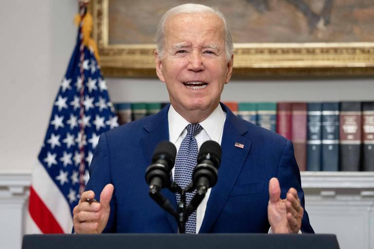 Presidente dos Estados Unidos, Joe Biden, durante fala sobre projeto de lei aprovado no Congresso que evitou temporariamente a paralisação do governo