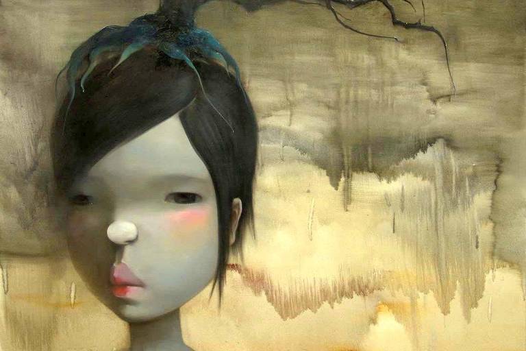 Tela da pintora sichuanesa radicada em Pequim, Cheng Ke. Considerada um dos expoentes da pintura cartunesca na China, Cheng já ganhou inúmeros prêmios internacionais