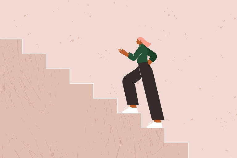 Ilustração de mulher subindo as escadas