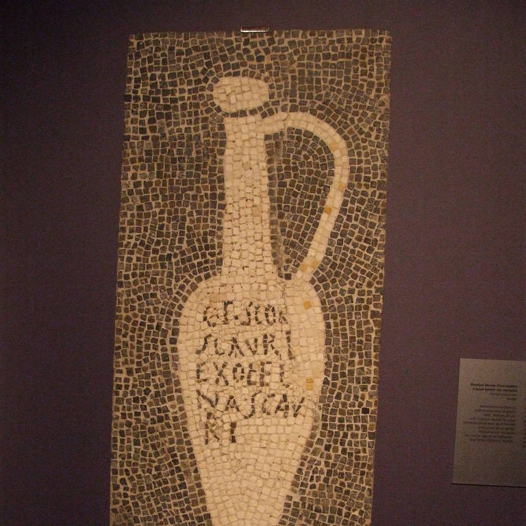 Mosaico representando ânfora com garum que ficava na cidade de Pompeia