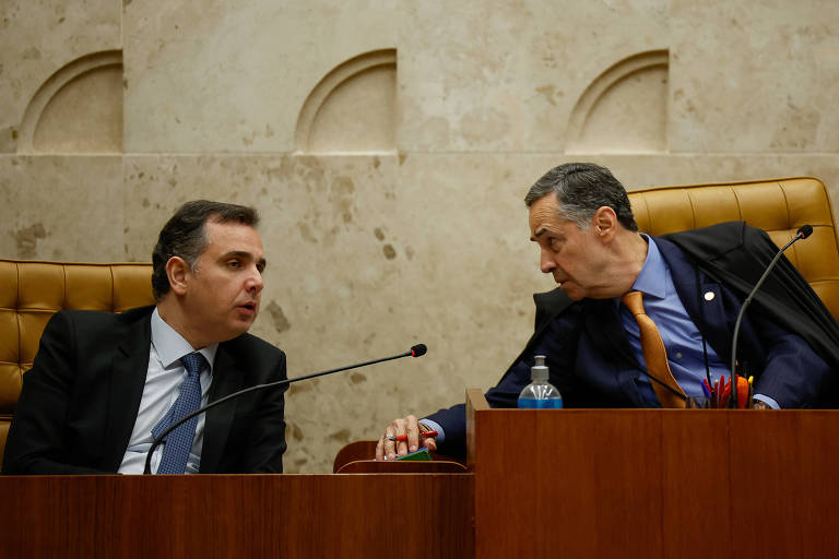 O presidente do Senado, Rodrigo Pacheco (PSD-MG), e o presidente do STF (Supremo Tribunal Federal), Luís Roberto Barroso