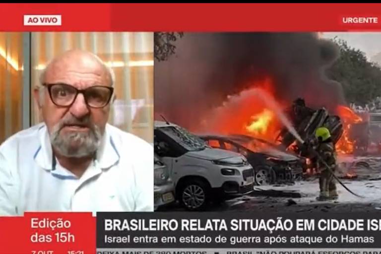 Marcos Susskind falava com a GloboNews antes do alerta de míssil