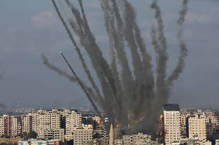 Rockets are fired from Gaza towards Israel