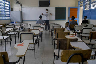 Sala de aula do CED São Francisco, em São Sebastião, região administrativa do DF