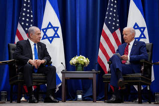 FILE PHOTO: U.S. President Biden meets with Israel's President Netanyahu during UNGA in New York City