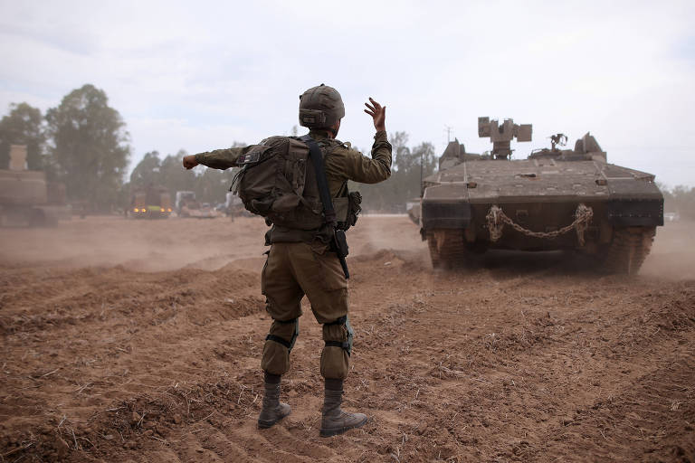 Tanque israelense na fronteira do país com a Faixa de Gaza