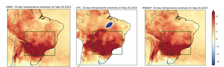 Mapa do Brasil com tons entre vermelho e alaranjado, mostrando locais mais quentes e mais frios