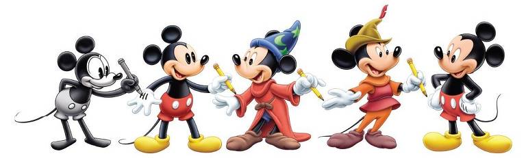 Ilustrações de Mickey Mouse para celebrar os cem anos da Disney