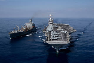 The world?s largest aircraft carrier USS Gerald R. Ford arrives at Mediterranean Sea.