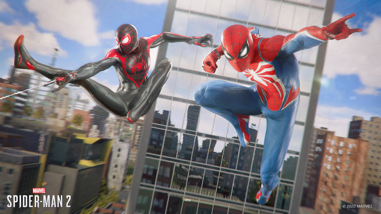 Cena do jogo "Marvel's Spider-Man 2"