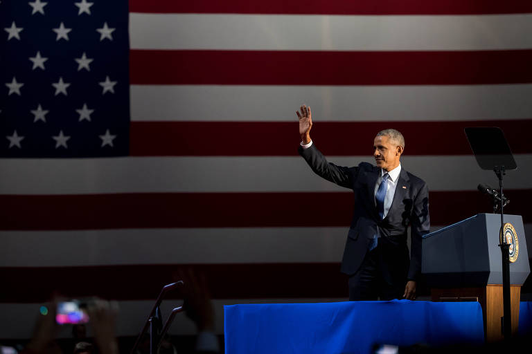 O ex-presidente americano Barack Obama faz discurso de despedida em Chicago, em 2017