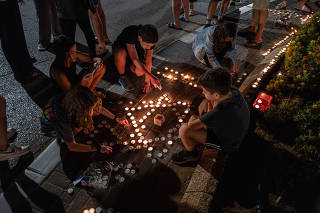 A candlelight vigil in Herzliya, Israel, on Saturday, Oct. 14, 2023, for Israelis believed to have been kidnapped by Hamas.  (Tamir Kalifa/The New York Times)