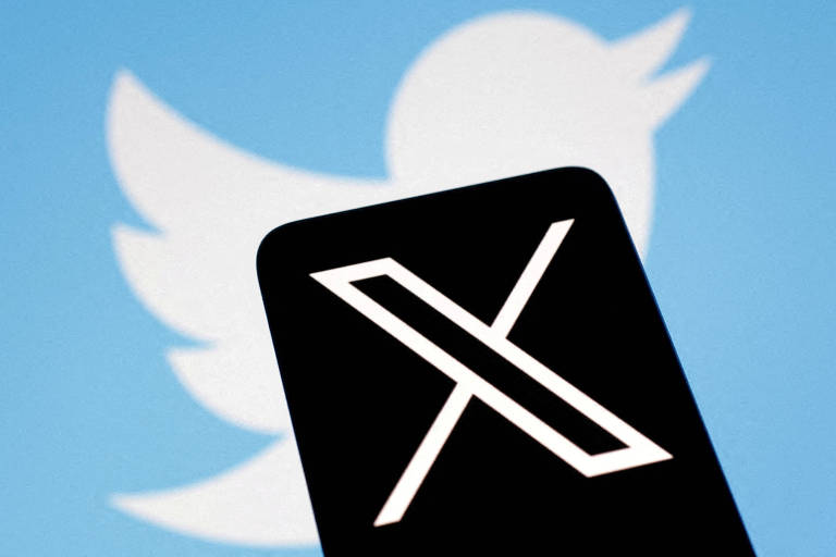 O logotipo da rede social X, após a reformulação empreendida por Elon Musk sobre a antiga marca do Twitter