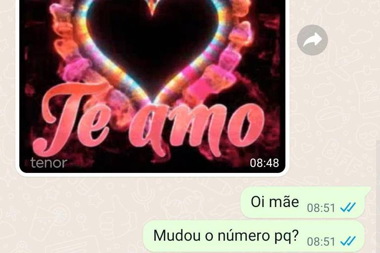 Estelionatário se passa por mãe de paulistano em golpe no WhatsApp. Conversa começa com figurinha de "Te amo" pela manhã.