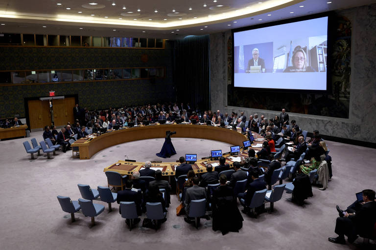 Reunião do Conselho de Segurança das Nações Unidas, em Nova York, que tratou do conflito entre Israel e Hamas