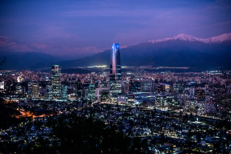 Vista do Cerro San Cristóbal, em Santiago, no Chile