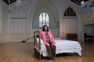 Tricia Hersey at Georgia Avenue Church, the future home of the Nap Ministry, in Atlanta, Aug. 18, 2022. (Johnathon Kelso/The New York Times)