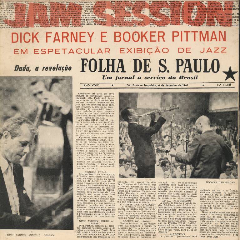 Disco com Dick Farney e Booker Pittman, que foi gravado no auditório da Folha