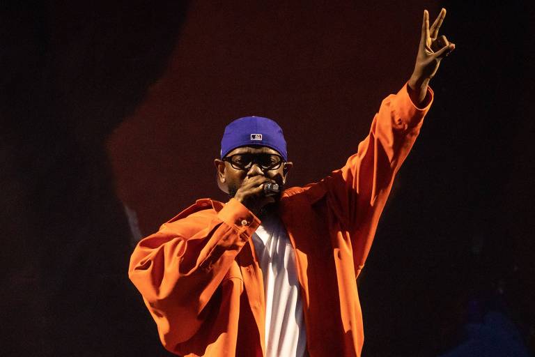 O rapper americano Kendrick Lamar durante show wm Nova York, em junho deste ano