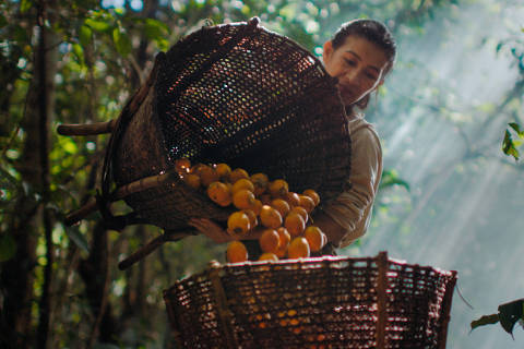 Cena da campanha do Natura Ekos Tukumã, produto feito com fruto da Amazônia