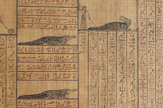 Crocodiles on a Book of the Dead scroll known as the Millbank papyrus. (Institute for the Study of Ancient Cultures of the University of Chicago via The New York Times)