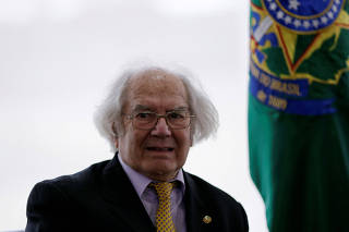 Argentine Nobel Peace Laureate Adolfo Perez Esquivel attends a meeting with Brazil's President Rousseff in Brasilia