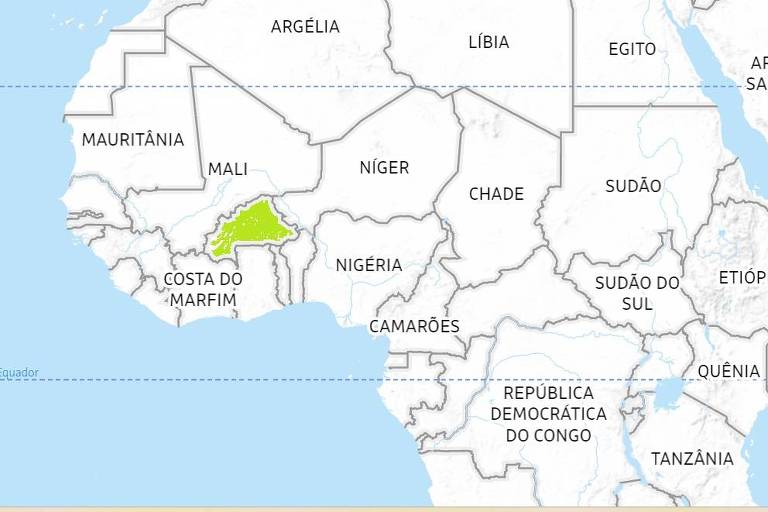 Burkina Fasso, em verde