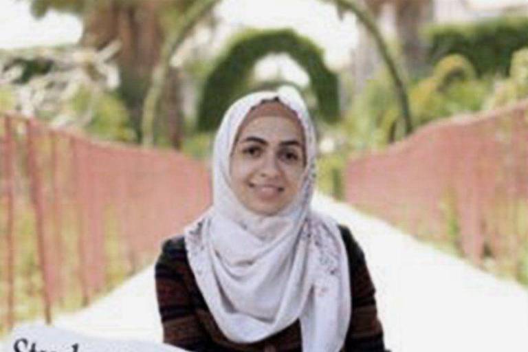 Safaa, farmacêutica morta após bombardeio aéreo vindo de Israel