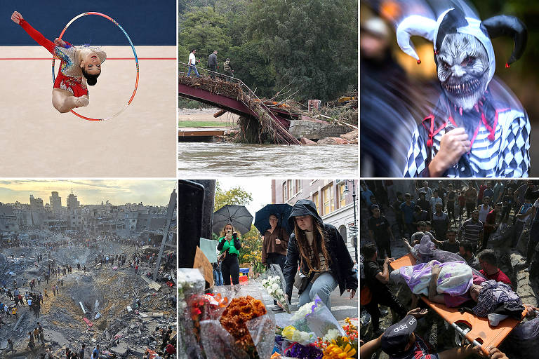O Mundo em 15 fotos; Guerra entre Israel e Hamas, Pan- Americano, enchente na Europa, morte de Matthew Perry