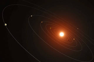 Artist's concept of Kepler-385, a seven-planet system