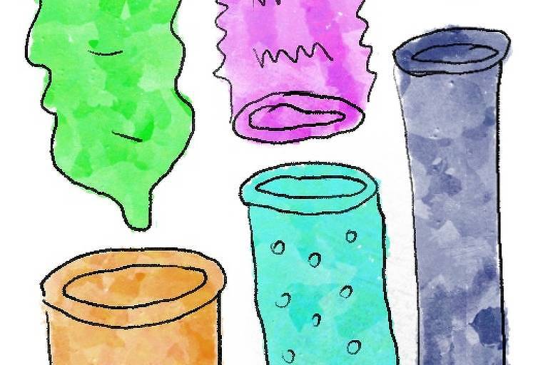 Desenhos de varios preservativos coloridos