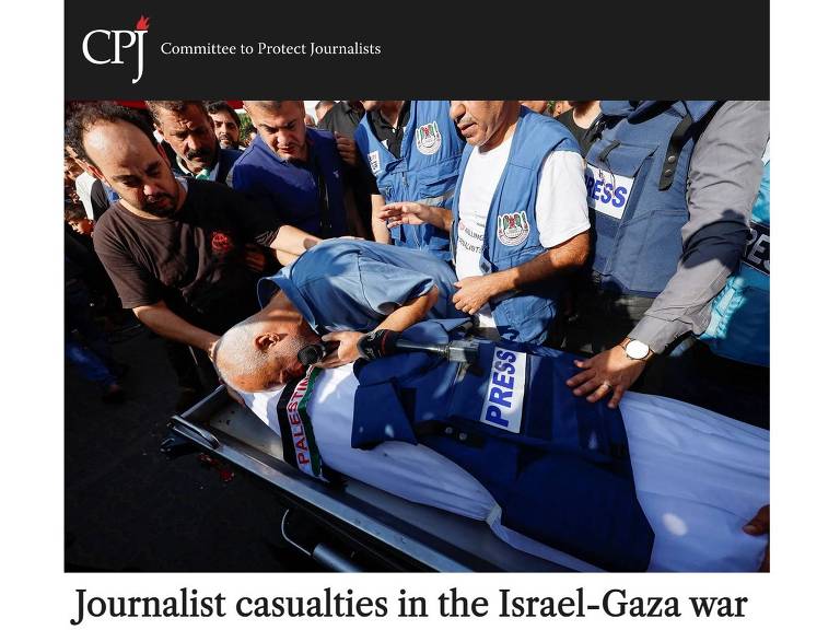 No site do CPJ, a lista de 'Jornalistas vítimas na guerra Israel-Gaza', atualizada constantemente