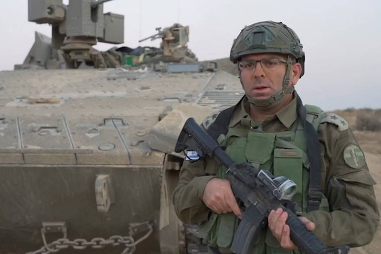 O comandante israelense Moshe Tetro na Faixa de Gaza