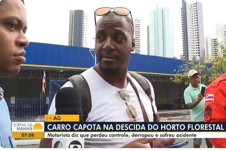 Homem capota carro e se mostra tranquilo ao explicar acidente