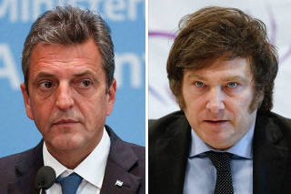 A combination picture shows Argentina's Presidential candidates Sergio Massa and Javier Milei