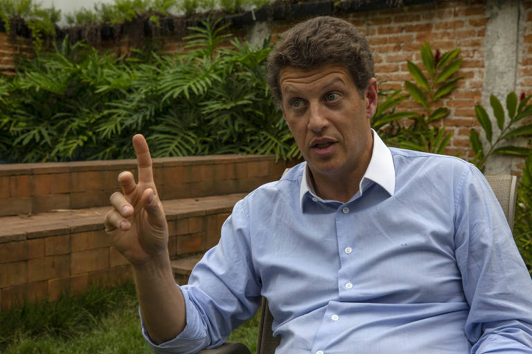 O deputado federal Ricardo Salles durante entrevista à Folha