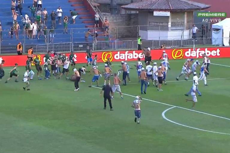 Jogo entre Coritiba e Cruzeiro é interrompido após invasão das torcidas e briga no gramado