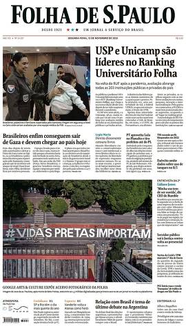 Capa da Edição Nacional da Folha