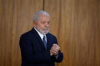 O presidente Lula (PT) participa de cerimônia no Palácio do Planalto