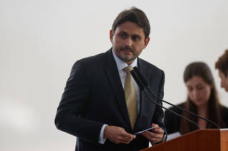 O ministro das Comunicações, Juscelino Filho, em evento no Palácio do Planalto 