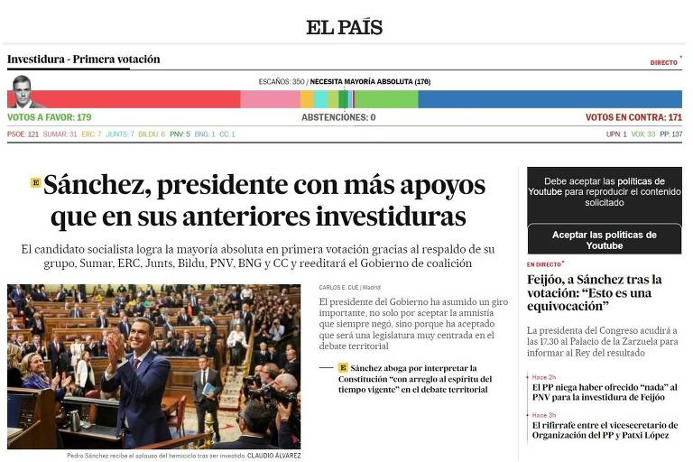 Jornais espanhóis racham diante de governo 'Frankenstein'