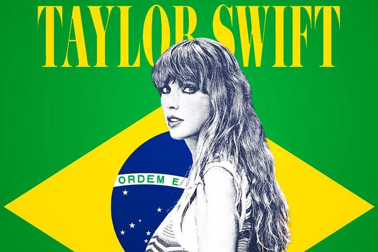 bandeira do Brasil com Taylor Swift plotada 