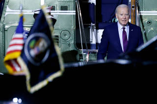 U.S. President Joe Biden disembarks from Marine One at Delaware Air National Guard Base