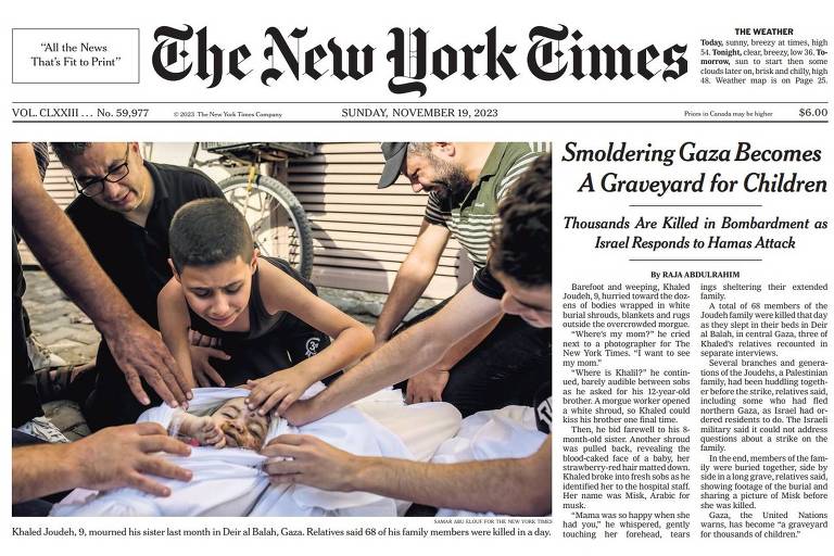 No New York Times, Gaza vira 'cemitério para crianças'