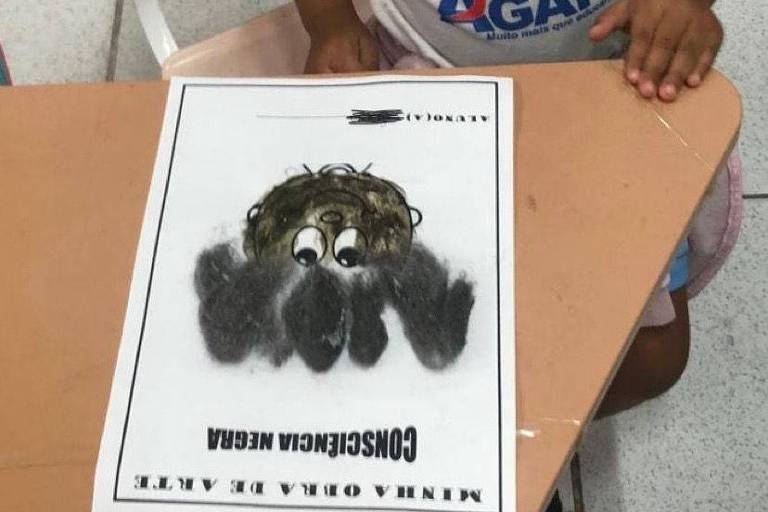 Colégio usa palha de aço como cabelo em atividade do Dia da Consciência Negra