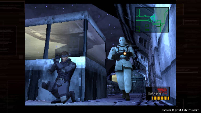 Cena de "Metal Gear Solid"; protagonista, Solid Snake, é inspirado no personagem Snake Plissken, dos filmes "Fuga de Nova York" e "Fuga de Los Angeles" do diretor John Carpenter