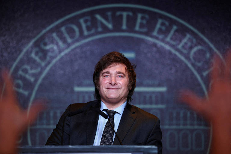 O presidente eleito da Argentina, Javier Milei, em Buenos Aires