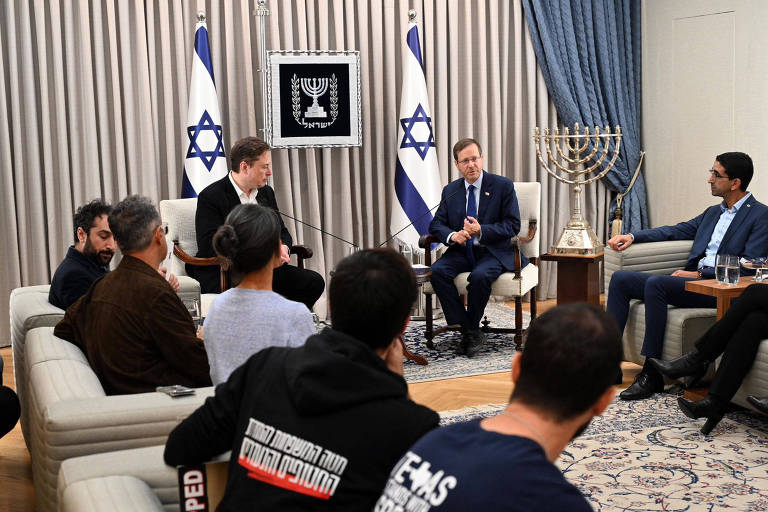 Elon Musk se encontrou com Isaac Herzog, presidente de Israel, na segunda-feira (27)