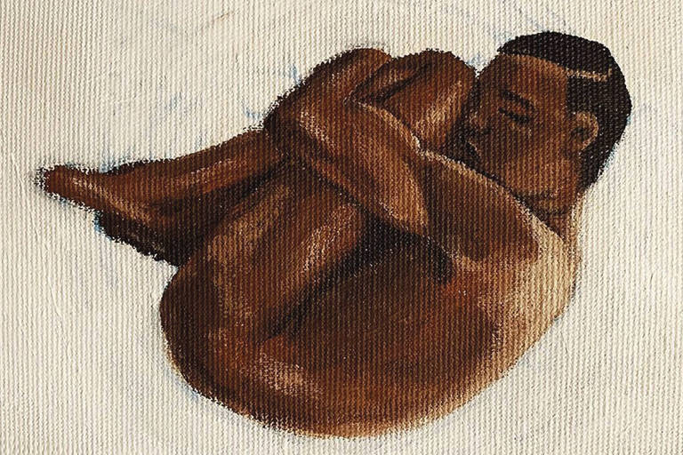 ilustração de menino negro deitado em posição fetal